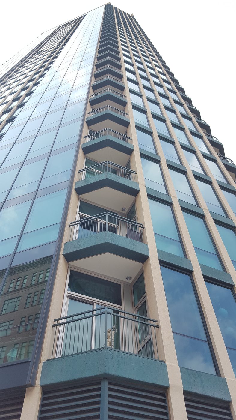 Tower facade with balconies